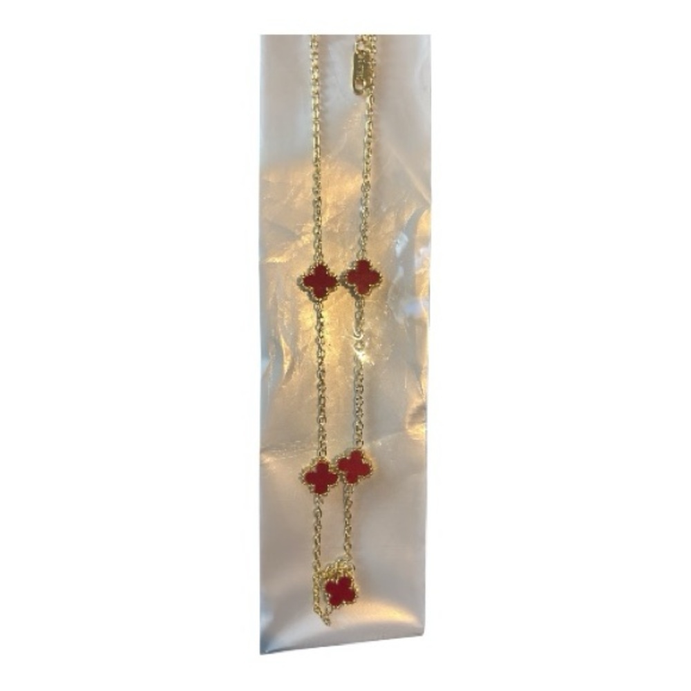 Clover Charm Necklace – Red/Gold or Green/Silver | NEW - Picture 3 of 7